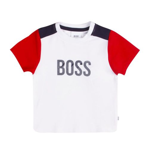 Boys White/Navy Logo T Shirt & Shorts Set 87124 by BOSS from Hurleys