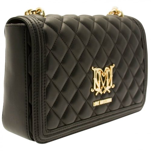 Womens Black Quilted Logo Shoulder Bag 17989 by Love Moschino from Hurleys