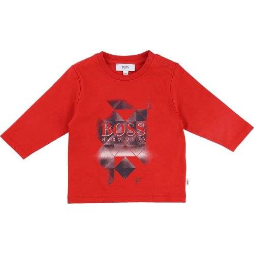 Baby Red Logo Print L/s T Shirt 13231 by BOSS from Hurleys