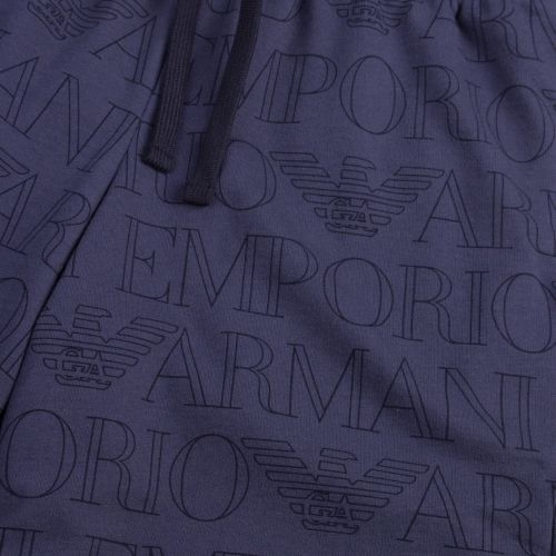 Mens Navy Logo Printed Sweat Shorts 58810 by Emporio Armani Bodywear from Hurleys