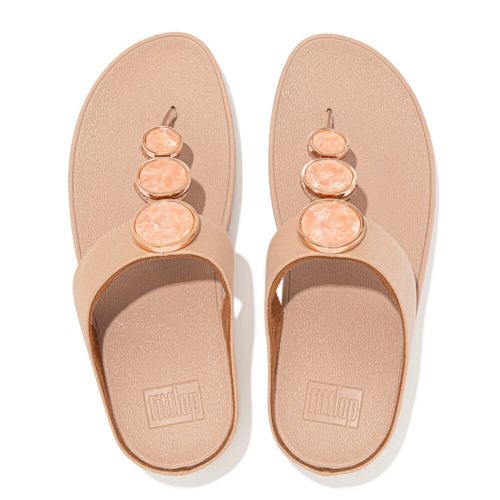 Womens Beige Halo Shimmer Toe-Post Flip Flops 109768 by FitFlop from Hurleys
