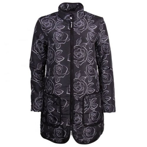 Womens Black Rose Printed Coat 70263 by Armani Jeans from Hurleys