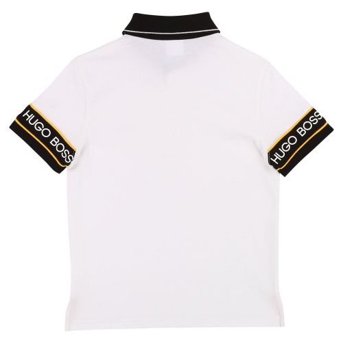 Boys White Logo Tape Sleeve S/s Polo Shirt 45613 by BOSS from Hurleys