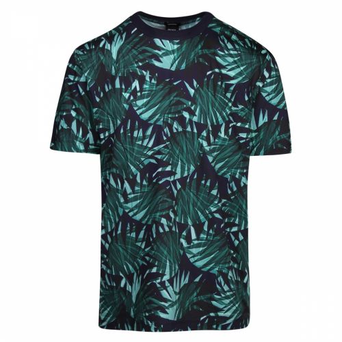 Casual Mens Dark Blue Tlight Palm Leaf S/s T Shirt 37580 by BOSS from Hurleys