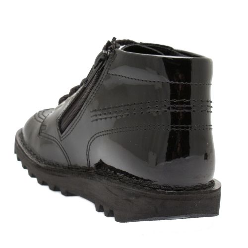 Kickers School Shoes Infant Black Patent Kick Hi Zip Boots (5-12)