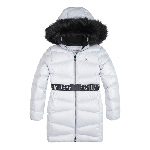 Girls Arctic Ice Belted Down Long Coat 93675 by Calvin Klein from Hurleys