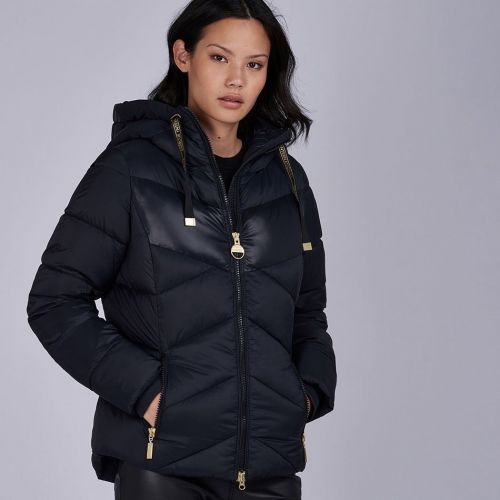 Womens Black Lydden Quilted Hooded Jacket 78906 by Barbour International from Hurleys