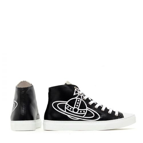 Mens Black Plimsoll High Top Eco Leather Trainers 91121 by Vivienne Westwood from Hurleys