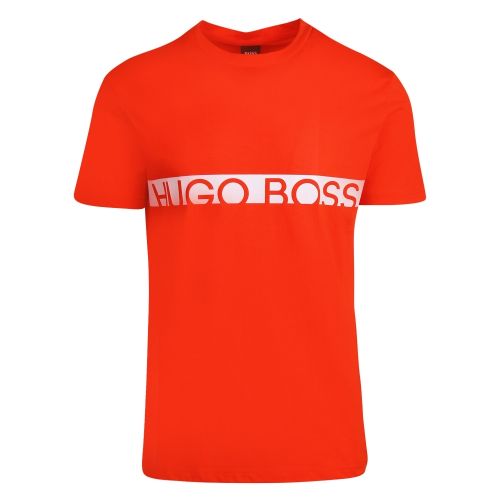 Mens Orange Logo Stripe Slim Fit Beach S/s T Shirt 57132 by BOSS from Hurleys
