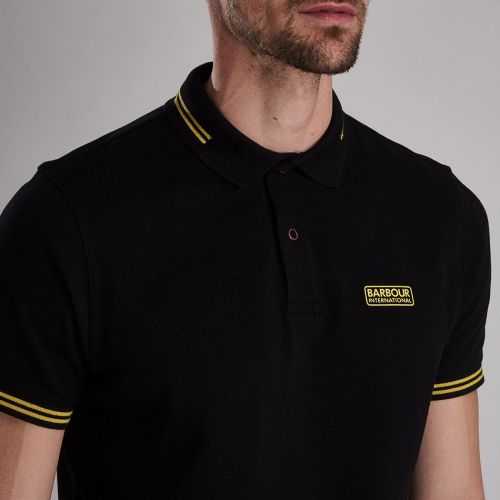 Mens Black/Yellow Essential Tipped S/s Polo Shirt 75463 by Barbour International from Hurleys