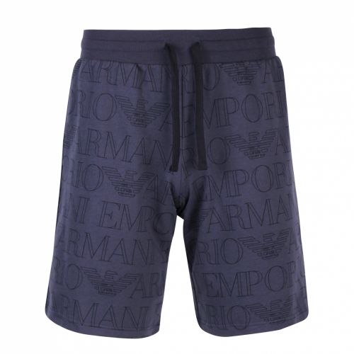 Mens Navy Logo Printed Sweat Shorts 58809 by Emporio Armani Bodywear from Hurleys