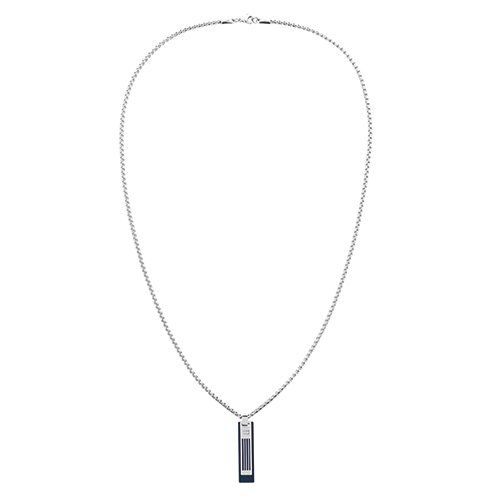 Tommy Hilfiger Necklace Mens Silver/Blue Double Dog Tag