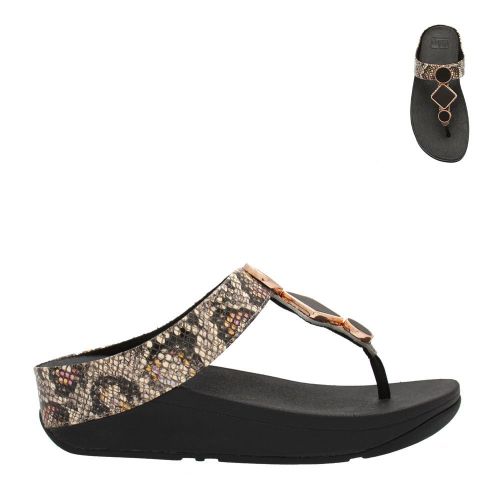 Womens Black Snake Leia Exotic Toe Post Flip Flops 87676 by FitFlop from Hurleys