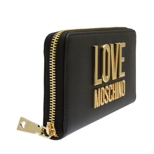 Womens Black Plated Logo Zip Around Purse 82251 by Love Moschino from Hurleys