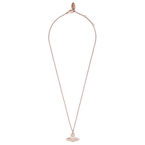 Vivienne Westwood Necklace Womens Pink Gold Thin Lines Flat Orb Pendant