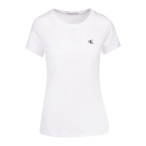 Womens Bright White Embroidered Slim Fit S/s T Shirt 77330 by Calvin Klein from Hurleys