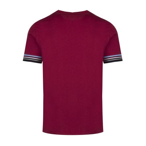 Mens Maroon Stripe Cuff S/s T Shirt 42966 by Fred Perry from Hurleys