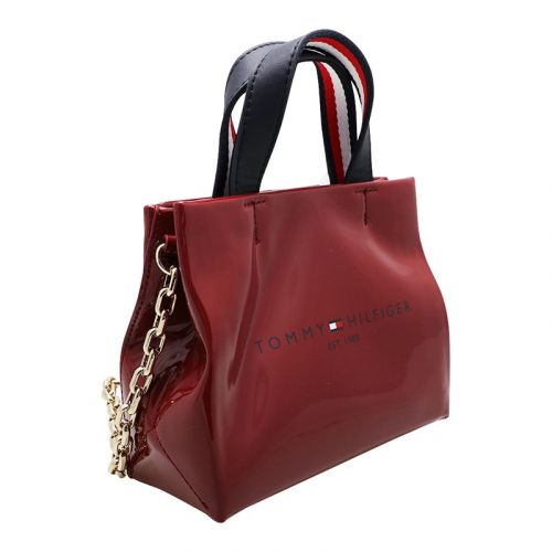 Womens Regatta Red Patent Tommy Shopper Micro Tote Bag 100303 by Tommy Hilfiger from Hurleys