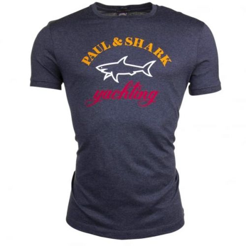 Paul & Shark Mens Grey Tri Colour Logo Shark Fit T Shirt 13681 by Paul And Shark from Hurleys