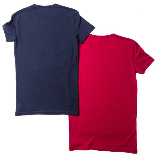 Mens Navy & Burgundy 2 Pack Logo Crew S/s Tee Shirts 66838 by Emporio Armani from Hurleys