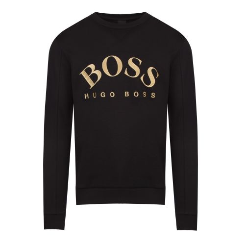 Athleisure Mens Black/Gold Salbo Crew Sweat Top 45172 by BOSS from Hurleys