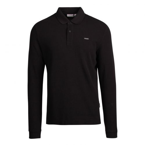 Mens Black Ebir Branded L/s Polo Shirt 77595 by Napapijri from Hurleys