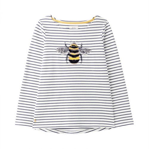 Womens Cream Stripe Harbour Luxe Bee L/s T Shirt 99515 by Joules from Hurleys