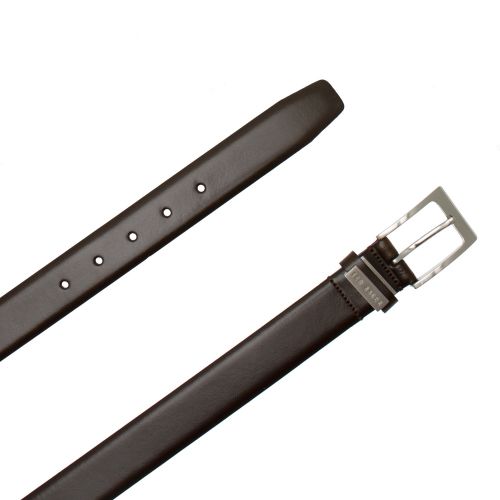Mens Chocolate Bilding Leather Belt 59899 by Ted Baker from Hurleys