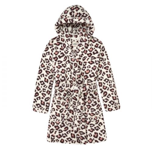 Womens Cream Leopard Aarti Hooded Sherpa Robe 94126 by UGG from Hurleys