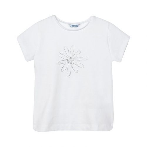 Girls White Diamante Flower S/s T Shirt 82319 by Mayoral from Hurleys