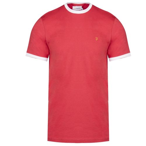 Mens Red Coat Groves Ringer S/s T Shirt 36957 by Farah from Hurleys