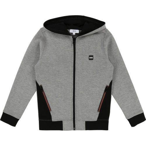 Boys Grey Trim Hooded Sweat Top 19684 by BOSS from Hurleys