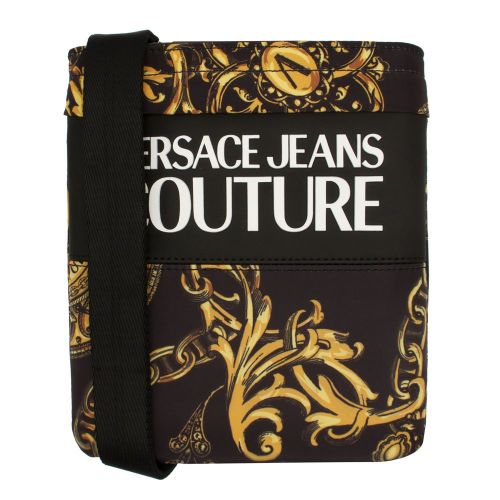Mens Black/Gold Logo Type Printed Crossbody Bag 92090 by Versace Jeans Couture from Hurleys
