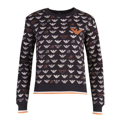 Womens Black Multi Eagle Print Sweat Top 29055 by Emporio Armani from Hurleys