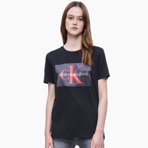 Womens CK Black Box Logo Straight Fit S/s T Shirt 34620 by Calvin Klein from Hurleys