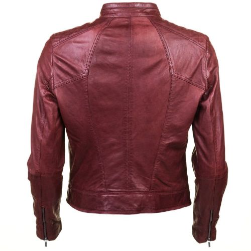 Womens Dark Red Janabelle Leather Jacket 60263 by BOSS from Hurleys