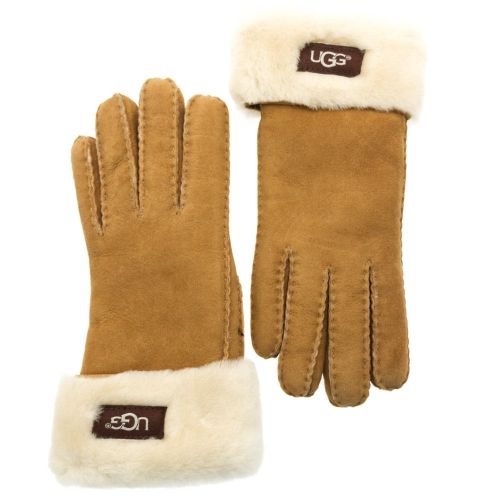 Womens Chestnut Classic Turn Cuff Gloves 67656 by UGG from Hurleys