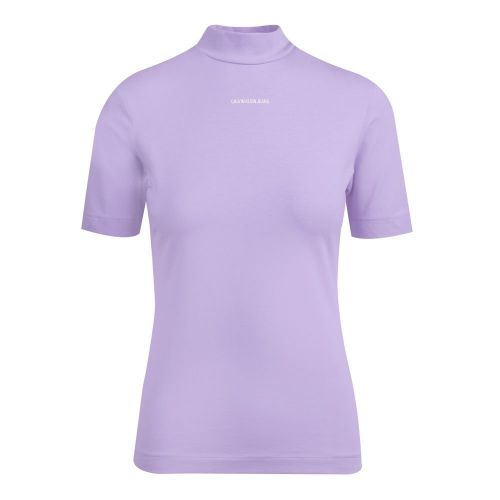 Womens Palma Lilac Micro Branding Mock Neck S/s T Shirt 84049 by Calvin Klein from Hurleys