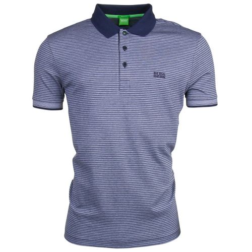 Mens Navy Paddos Stripe S/s Polo Shirt 9536 by BOSS from Hurleys