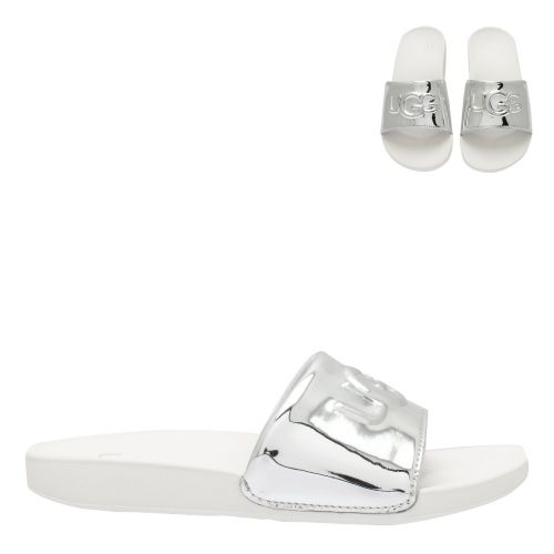 Kids Silver Graphic Logo Slides (12-5) 59548 by UGG from Hurleys