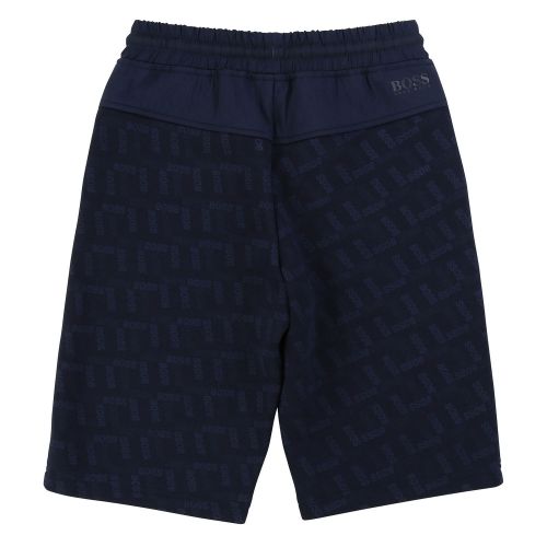 Boys Navy Tonal Logo Print Long Sweat Shorts 55960 by BOSS from Hurleys