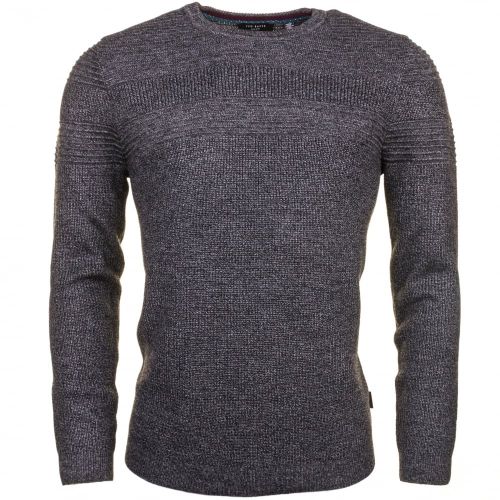Mens Grey Marl Rossi Mixed Stitch Knitted Jumper 61574 by Ted Baker from Hurleys