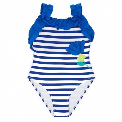Girls Blue Floral & Stripe Swimsuit 40185 by Mayoral from Hurleys