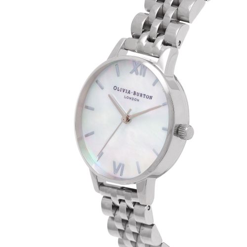 Womens Silver Mother Of Pearl Midi Bracelet Watch 59430 by Olivia Burton from Hurleys