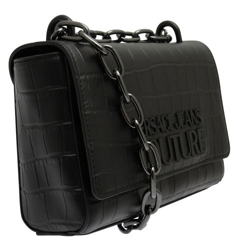 Womens Black Branded Croc Leather Shoulder Bag 51112 by Versace Jeans Couture from Hurleys