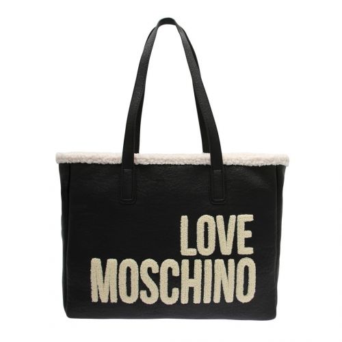 Womens Black Shearling Lined Shopper Bag 92733 by Love Moschino from Hurleys