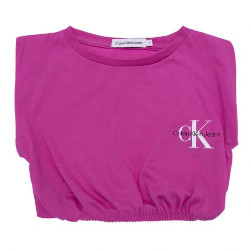 Girls Lucky Pink Monogram Off Placed Cap S/s T Shirt 104803 by Calvin Klein from Hurleys