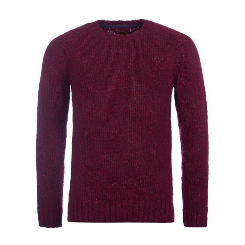 Heritage Mens Merlot Mix Barnard Cable Crew Jumper 64771 by Barbour from Hurleys