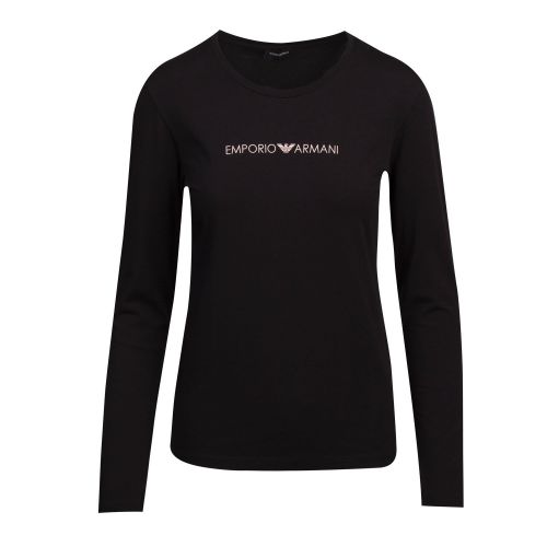 Womens Black Branded L/s T Shirt 78521 by Emporio Armani Bodywear from Hurleys