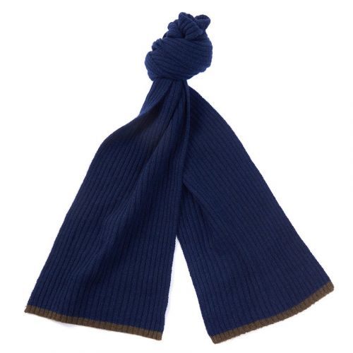 Mens Navy Cromer Beanie & Scarf Set 79380 by Barbour from Hurleys